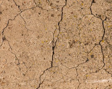Çatlaklı eski beton ve zaman ve hava koşullarından kaynaklanan doğal yıkım