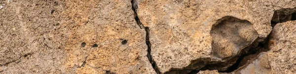 Oud Betonnen Cement Met Barsten Natuurlijke Vernietiging Van Tijd Weersomstandigheden — Stockfoto