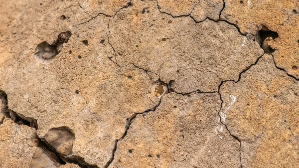 Stary Betonowy Cement Pęknięciami Naturalnym Zniszczeniem Czasów Warunków Atmosferycznych — Zdjęcie stockowe