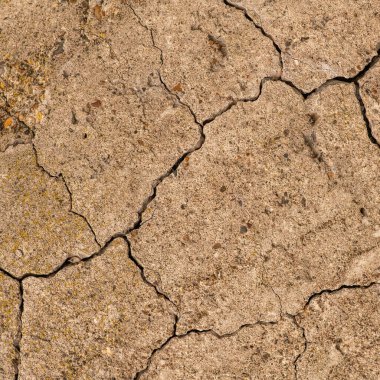 Çatlaklı eski beton ve zaman ve hava koşullarından kaynaklanan doğal yıkım