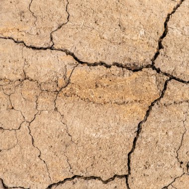 Çatlaklı eski beton ve zaman ve hava koşullarından kaynaklanan doğal yıkım