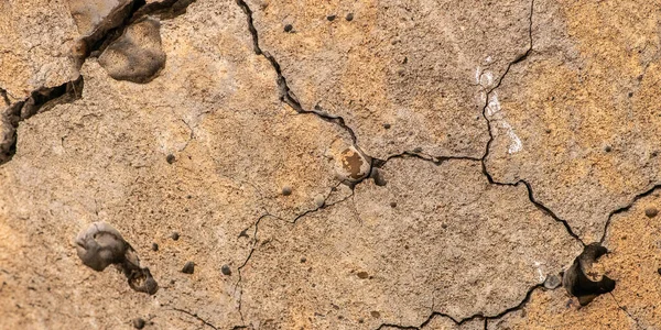 Cemento Hormigón Viejo Con Grietas Destrucción Natural Del Tiempo Las — Foto de Stock