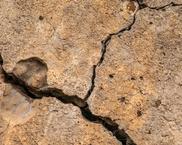 Cimento Concreto Velho Com Rachaduras Destruição Natural Tempo Condições Meteorológicas — Fotografia de Stock