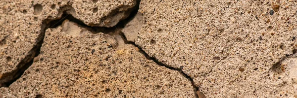 Oud Betonnen Cement Met Barsten Natuurlijke Vernietiging Van Tijd Weersomstandigheden — Stockfoto