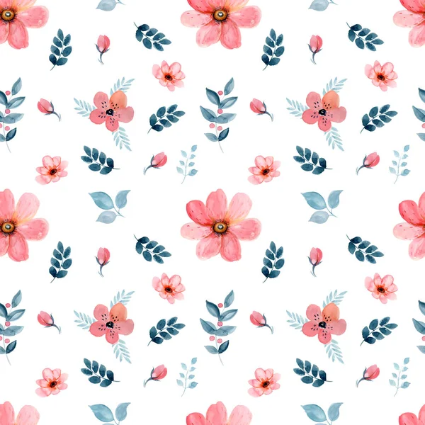 Płynny Kwiatowy Wzór Akwarelowymi Różowymi Kwiatami Idealny Projektowania Tekstyliów Tapet — Zdjęcie stockowe