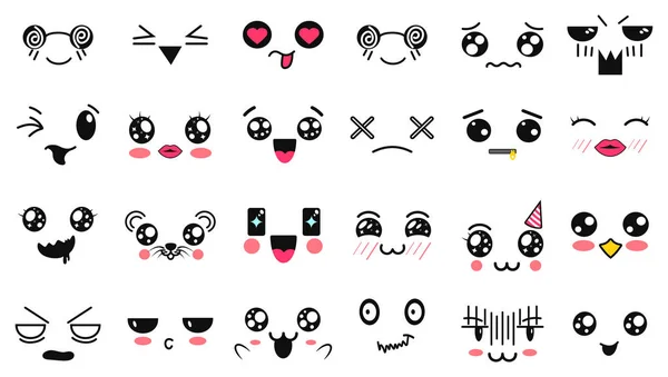 Emoticon Emoji. Cartoon Kawaii Expressão Facial Em Personagem De Animação  Japonês. Beijo De Emoção De Manga Chorar E Raiva Ilustração do Vetor -  Ilustração de riso, avatar: 190240494
