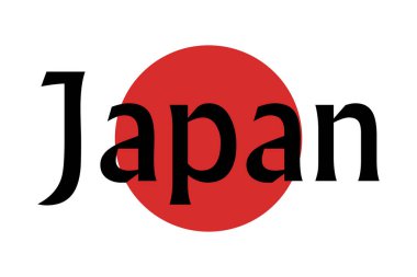 Japonya bayrağı ve Japonya metninin vektör illüstrasyonu