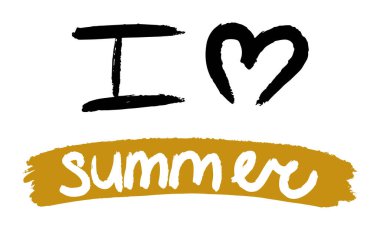 Yazı seviyorum. Dekorlu mektup kompozisyonu. Beyaz arkaplanda izole edilmiş el çizimi ile vektör illüstrasyonu. Tişört ve çantalarda, afişte ya da posterde parmak izi olarak kullanılabilir..