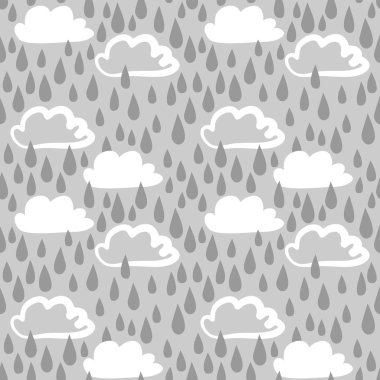 bulutlar ve yağmur damlaları ile desen 