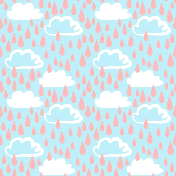 Patrón con nubes y gotas de lluvia — Archivo Imágenes Vectoriales