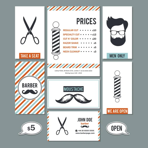 Barber shop services prices design — Stock Vector