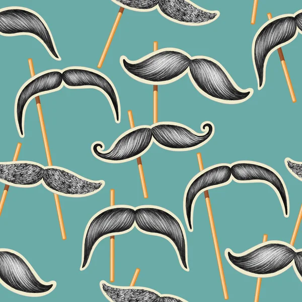 Mustache seamless pattern — Stock Vector