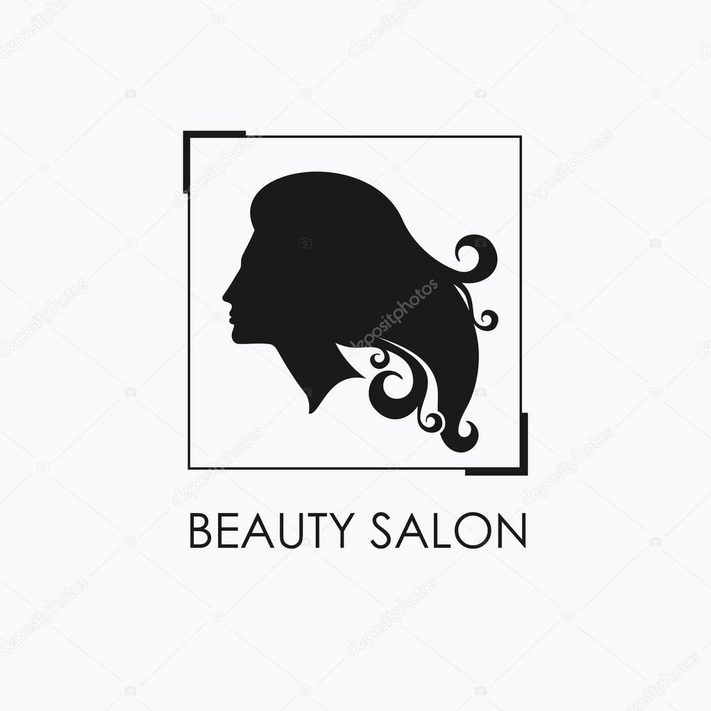 Beauty Salon logo design template with beautiful woman's profile.