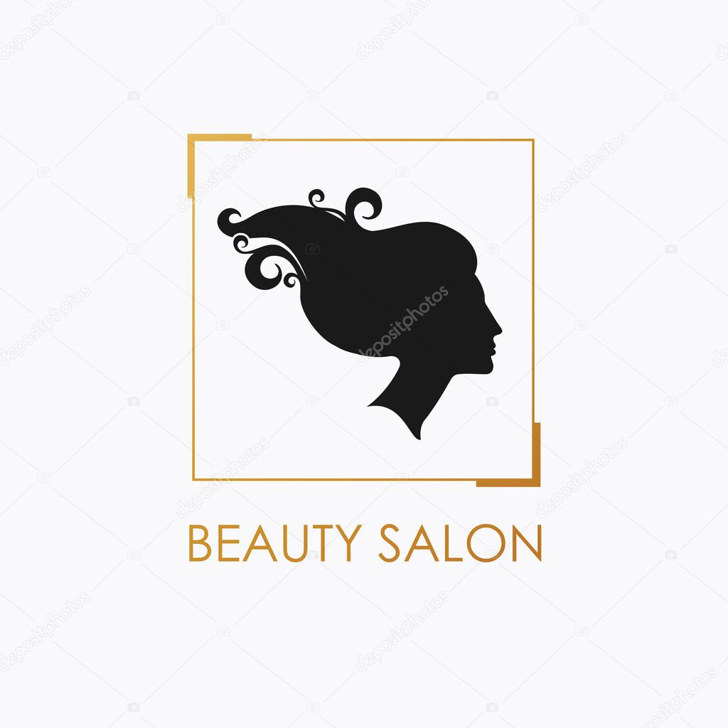 Beauty Salon logo design template with beautiful woman's profile.