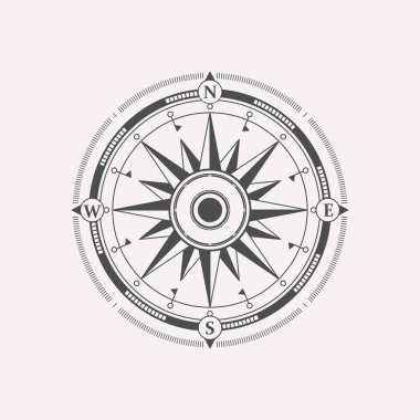 Pusula rüzgar gül tasarım elementi. Vintage navigatör simgesi.