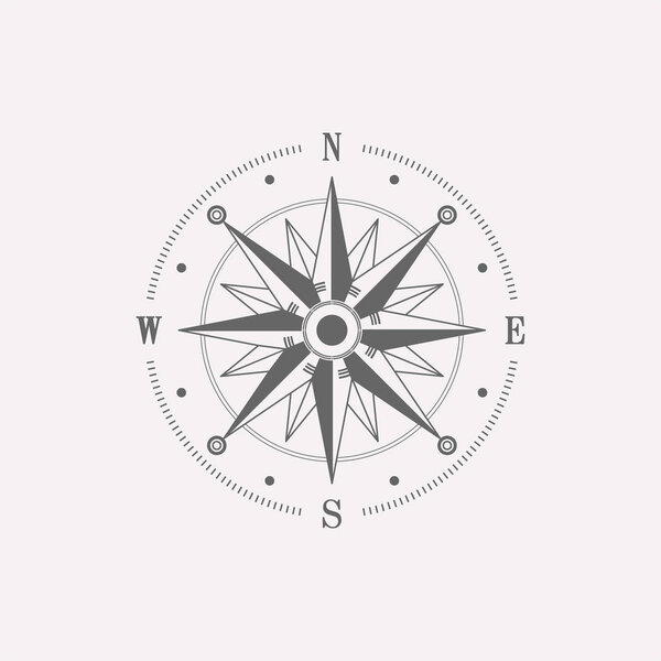 Compass wind rose design element. Vintage navigator icon