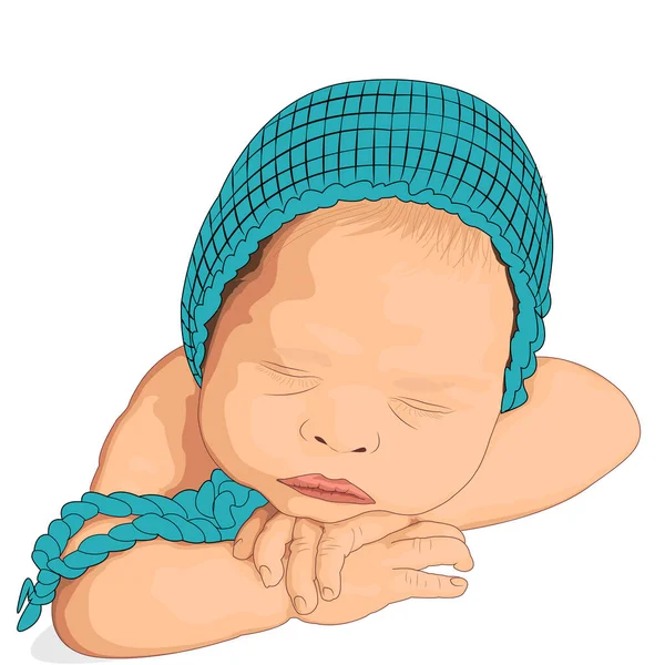 Bonito bebê dormindo recém-nascido logotipo no fundo branco — Vetor de Stock