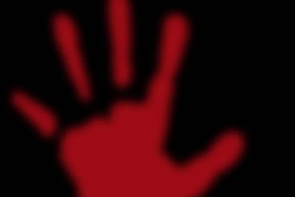 Stop Violence Red Hand Imprint Black Background — Stock Photo, Image