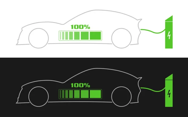 Opladen Van Elektrische Hybride Auto — Stockvector