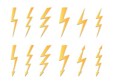 Beyaz arkaplana yıldırım ve şimşekler yerleştir