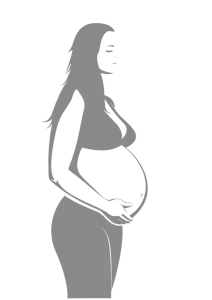 Hamile Kadın Çizgisi Çizimi — Stok Vektör