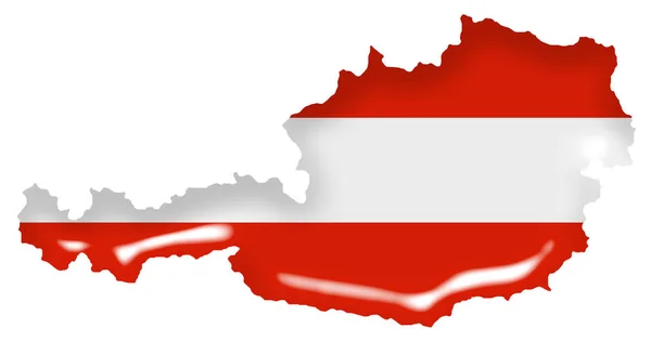 奥地利国旗在国家边界上 — 图库照片