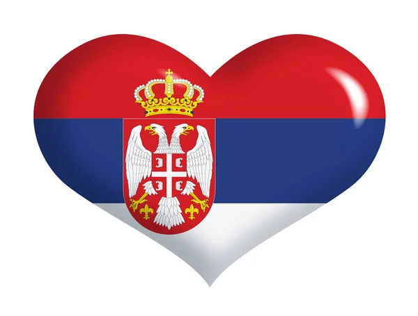 塞尔维亚国旗在心上 — 图库照片