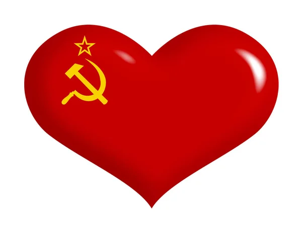 Szovjet Zászló Szíven — Stock Fotó