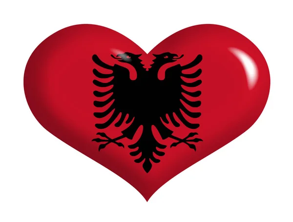 Flaga Albańska Sercu — Zdjęcie stockowe