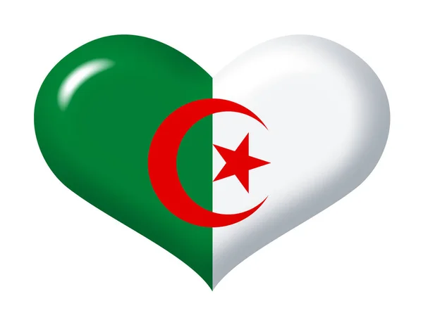Σημαία Αλγερίας Στην Καρδιά — Φωτογραφία Αρχείου