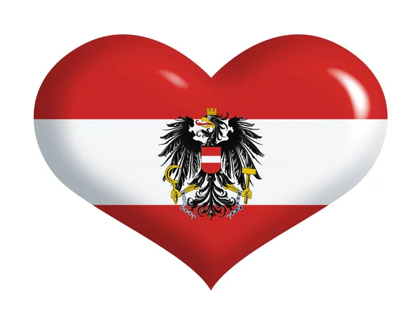 奥地利国旗挂在心上 — 图库照片