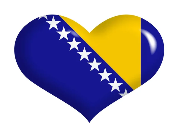 Bosnische Flagge Auf Dem Herzen — Stockfoto