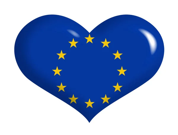 Európai Zászló Szíven — Stock Fotó