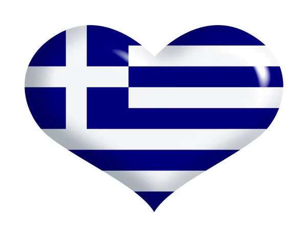 Grekisk Flagga Hjärtat — Stockfoto