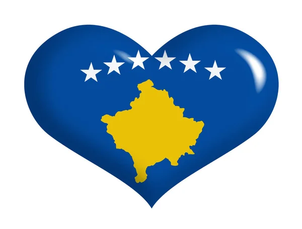 Bandeira Kosovar Coração — Fotografia de Stock