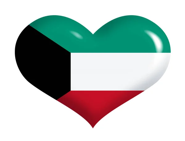 Kuwaitische Fahne Auf Dem Herzen — Stockfoto