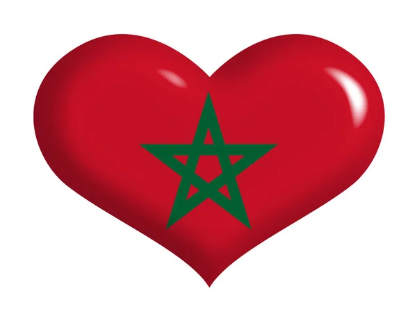Σημαία Μαρόκου Στην Καρδιά — Φωτογραφία Αρχείου