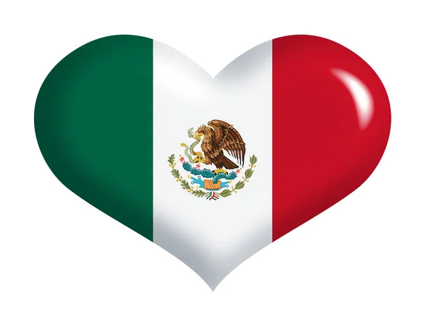 Meksika Bayrağı Kalpte — Stok fotoğraf