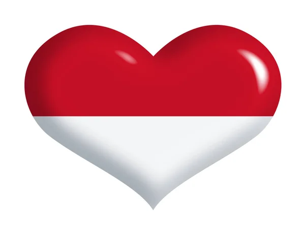Bandeira Monegasca Coração — Fotografia de Stock