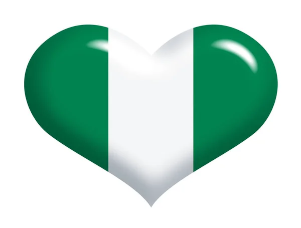 尼日利亚国旗挂在心上 — 图库照片