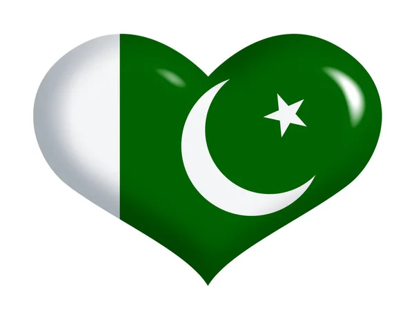 Πακιστανική Σημαία Στην Καρδιά — Φωτογραφία Αρχείου