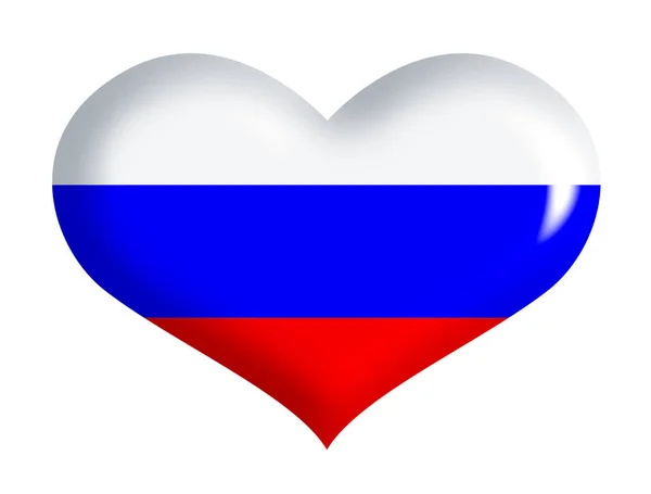 俄罗斯国旗挂在心上 — 图库照片