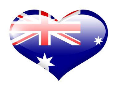 Australia flag on heart with reflection