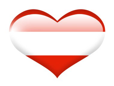 Austria flag on heart with reflection