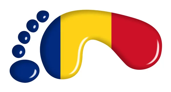 Σημαία Ρουμανίας Στο Αποτύπωμα — Φωτογραφία Αρχείου