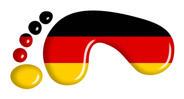 Alman Bayrağı Ayak Izinde — Stok fotoğraf