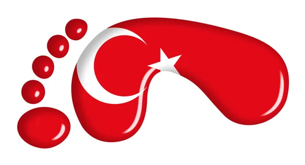 脚印上的土耳其国旗 — 图库照片