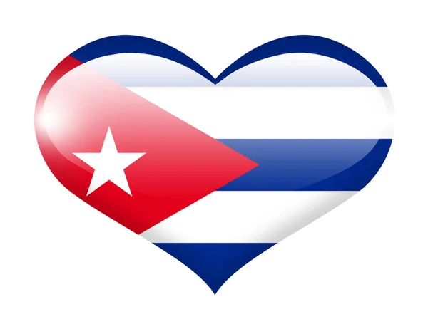 Κούβα Σημαία Στην Καρδιά Αντανάκλαση — Φωτογραφία Αρχείου