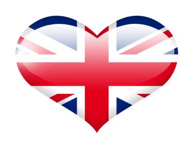 UK flag on heart with reflection