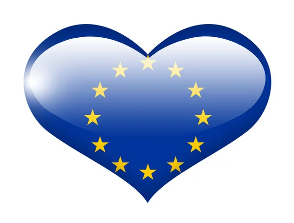 Európa Zászlaja Szív Tükrében — Stock Fotó